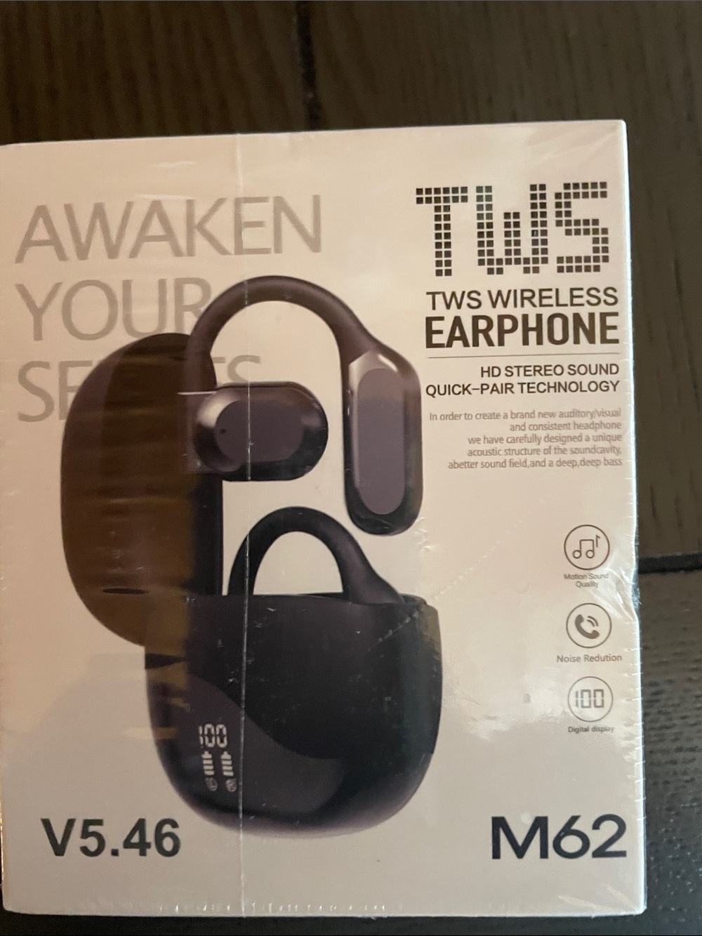 TWS M62 Wireless On-Ear Headphones - Black